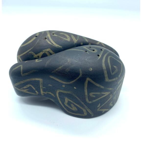Hand Carved Don Shoemaker rosewood‎ salt and pepper . Altered  one of a kind - Picture 3 of 6